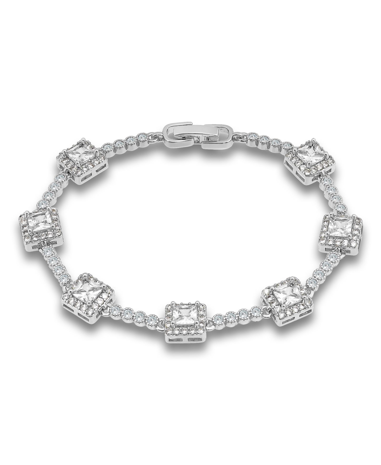 Браслет Macy's Cubic Zirconia Princess Cut Stones Halo Link