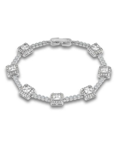 Macy's Cubic Zirconia Princess Cut Stones Halo Link Bracelet