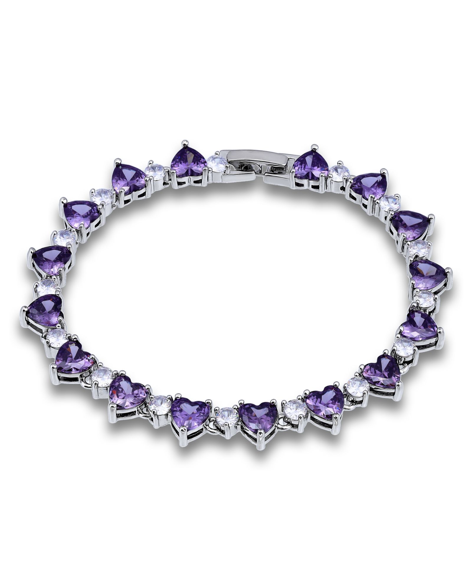 Браслет Macy's Cubic Zirconia Purple Clear Heart Alternate