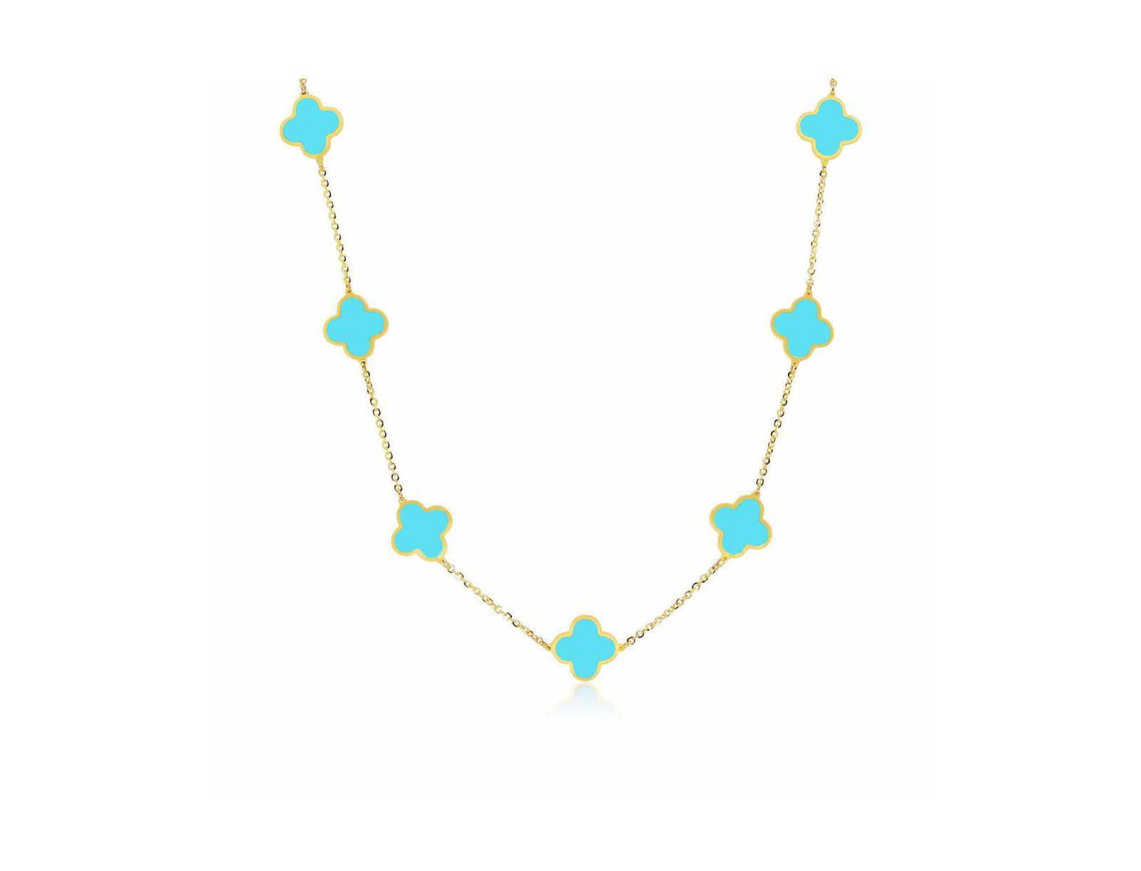 Подвеска-ожерелье The Lovery с бирюзовым клевером, 14K Gold