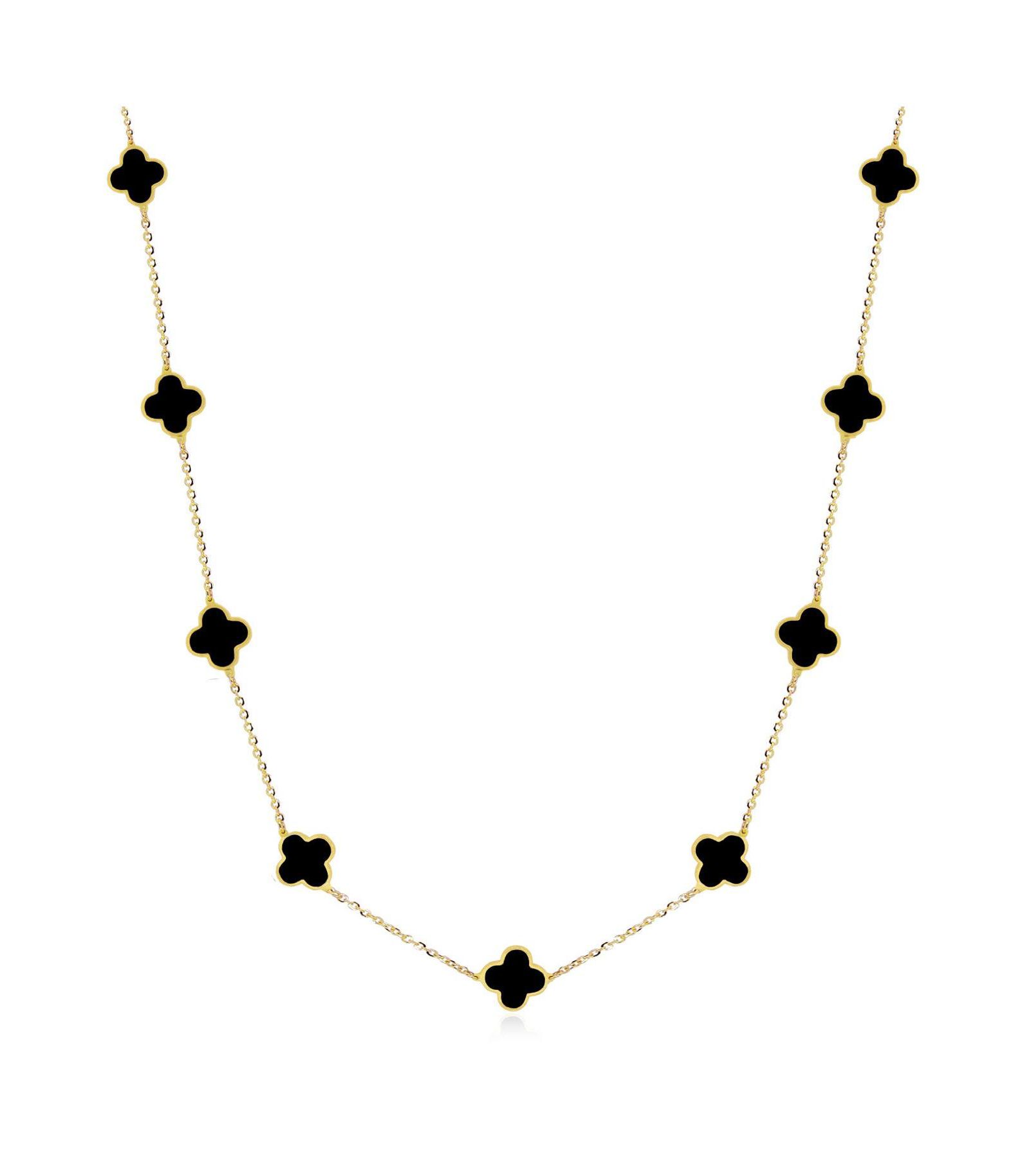 The Lovery Mini Onyx Clover Necklace 14K Yellow Gold