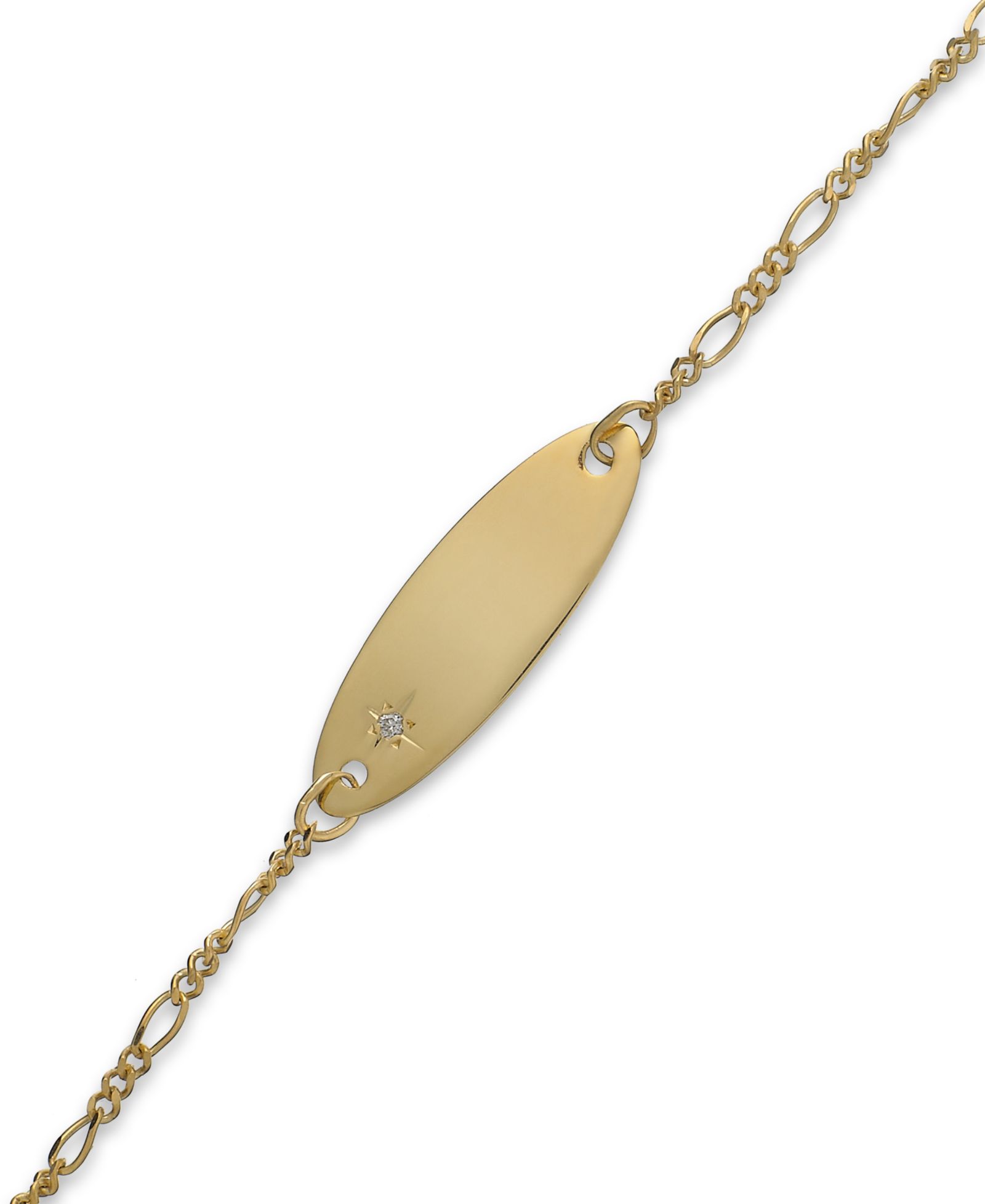 Детский браслет Macy's с цепочкой Figaro и бриллиантовым акцентом, 14k Gold