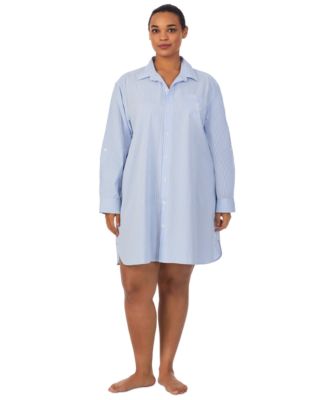Lauren Ralph Lauren Женская рубашка-пижама Long-Sleeve Roll-Tab Plus Size