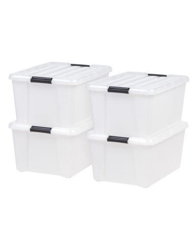 Коробка для хранения IRIS 45 Quart Buckle Up, 4 штуки, Pearl