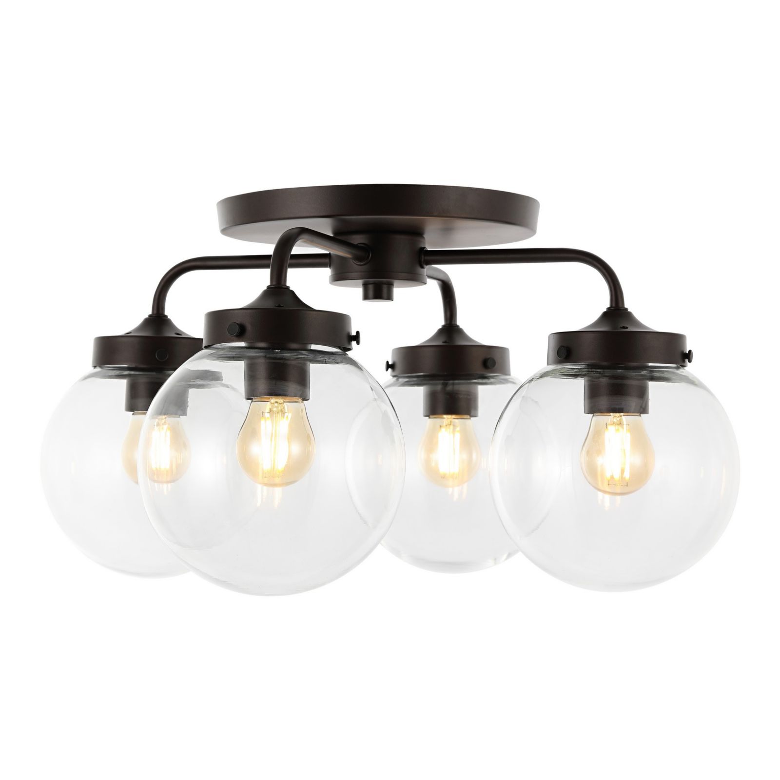 Piper Farmhouse Rustic Iron/Glass LED Semi Flush Mount