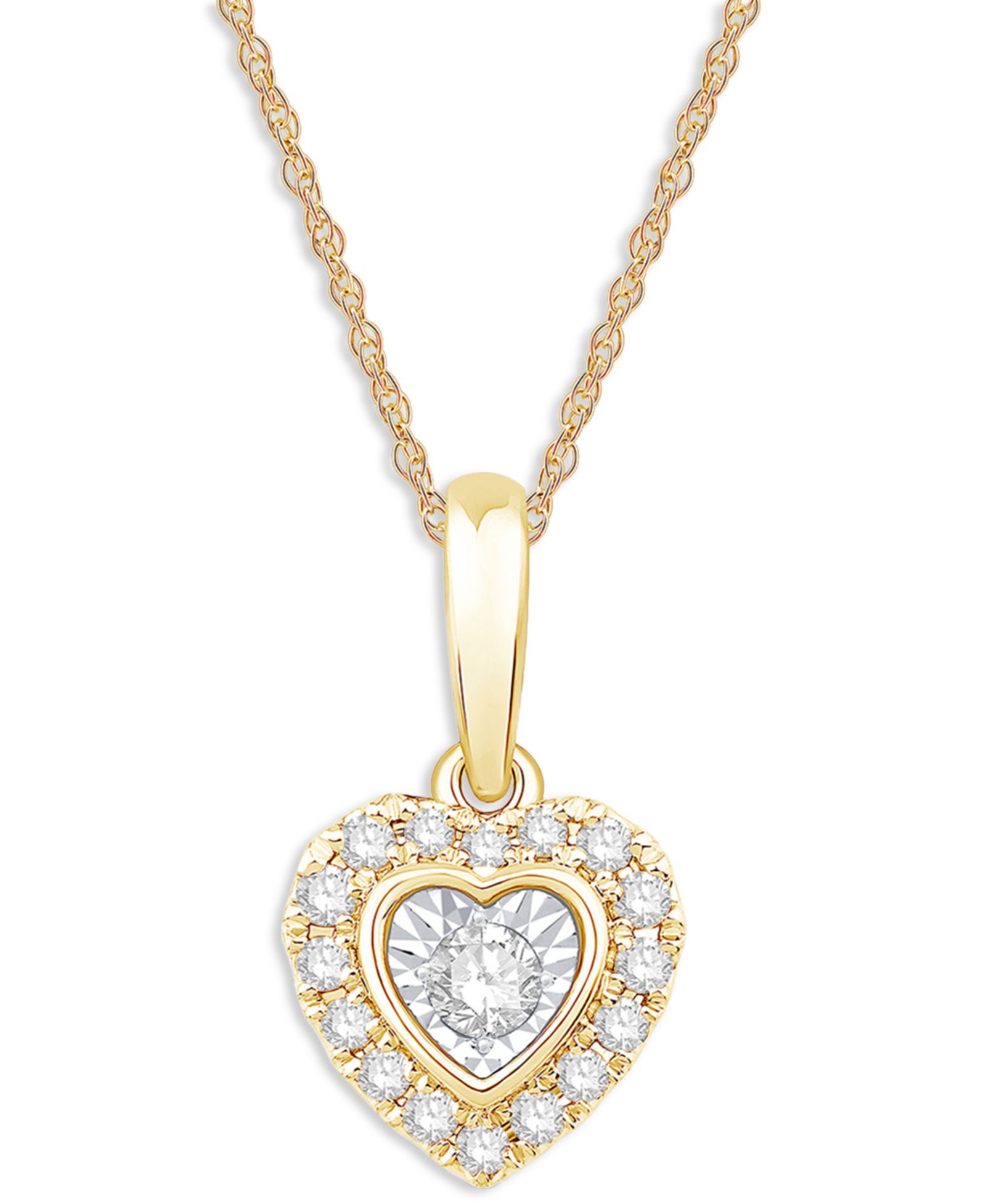 Подвеска Diamond Heart Halo 18" (1/6 ct. t.w.) в 10k Two-Tone Gold