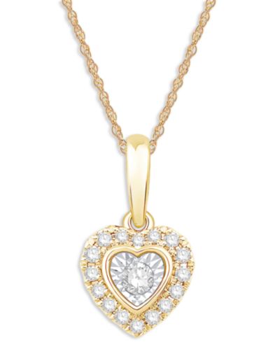 Подвеска Diamond Heart Halo 18" (1/6 ct. t.w.) в 10k Two-Tone Gold