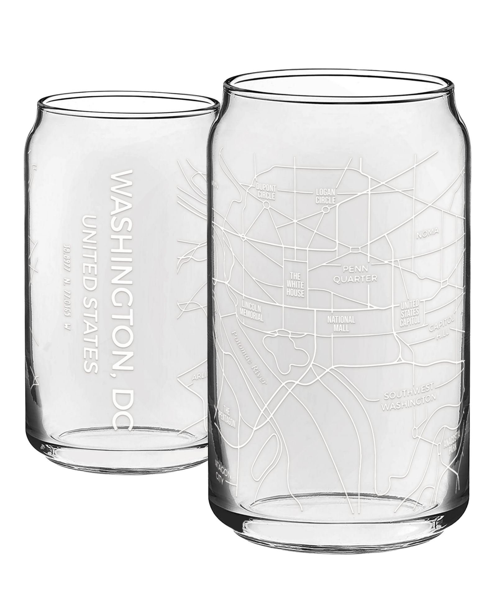 Набор стаканов NARBO THE CAN Washington DC Map 16 oz Everyday Glassware, Set of 2