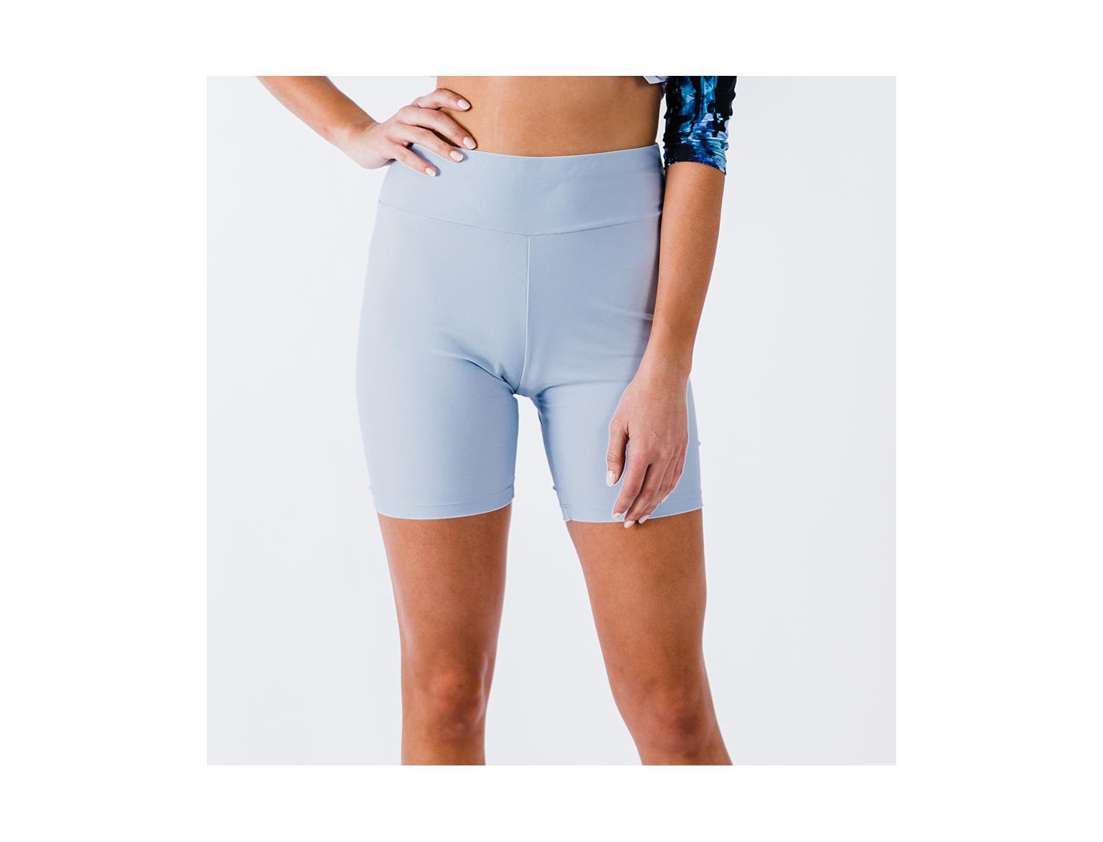 Calypsa Women's Chlorine Resistant High Waisted Mid-Thigh Swim Shorts