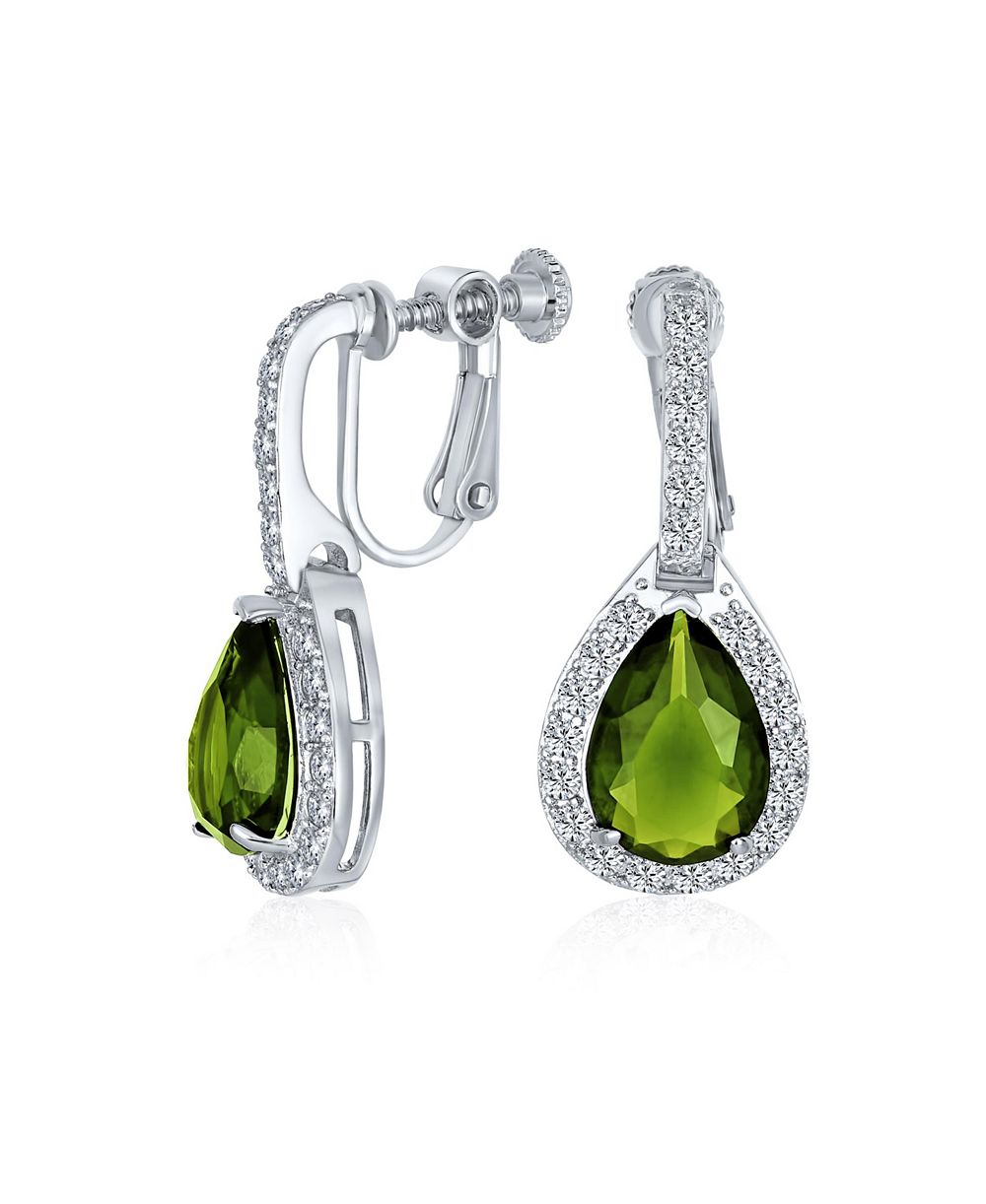 Серьги Bling Jewelry Classic 7CT Emerald Green CZ Halo Drop Teardrop