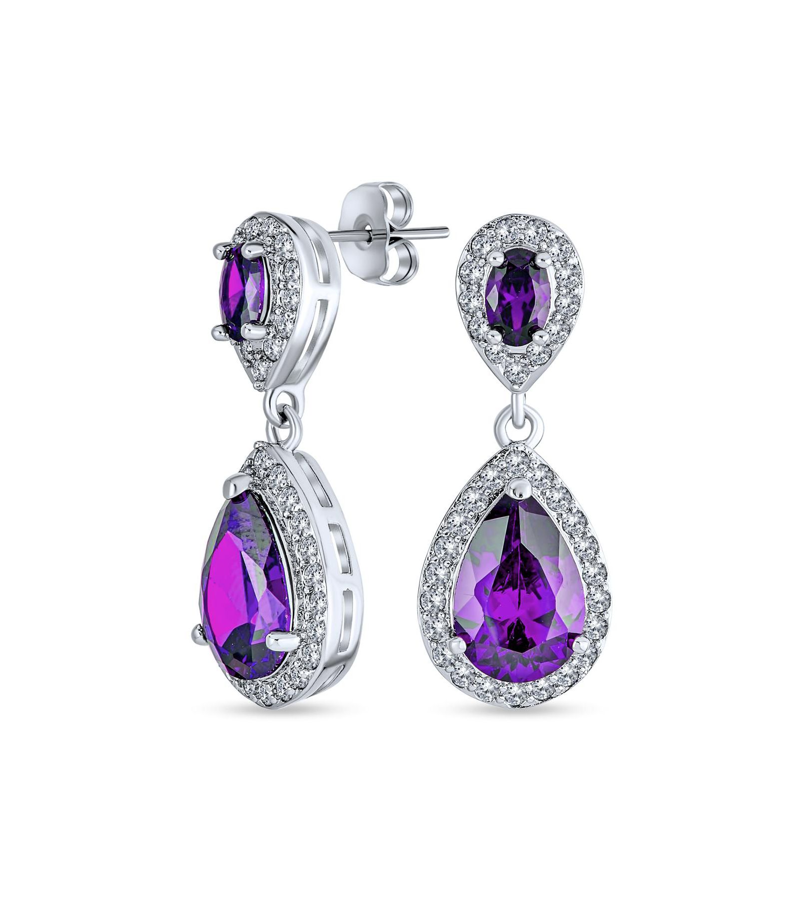 Bling Jewelry Серьги-подвески с кубическим цирконием, форма капля