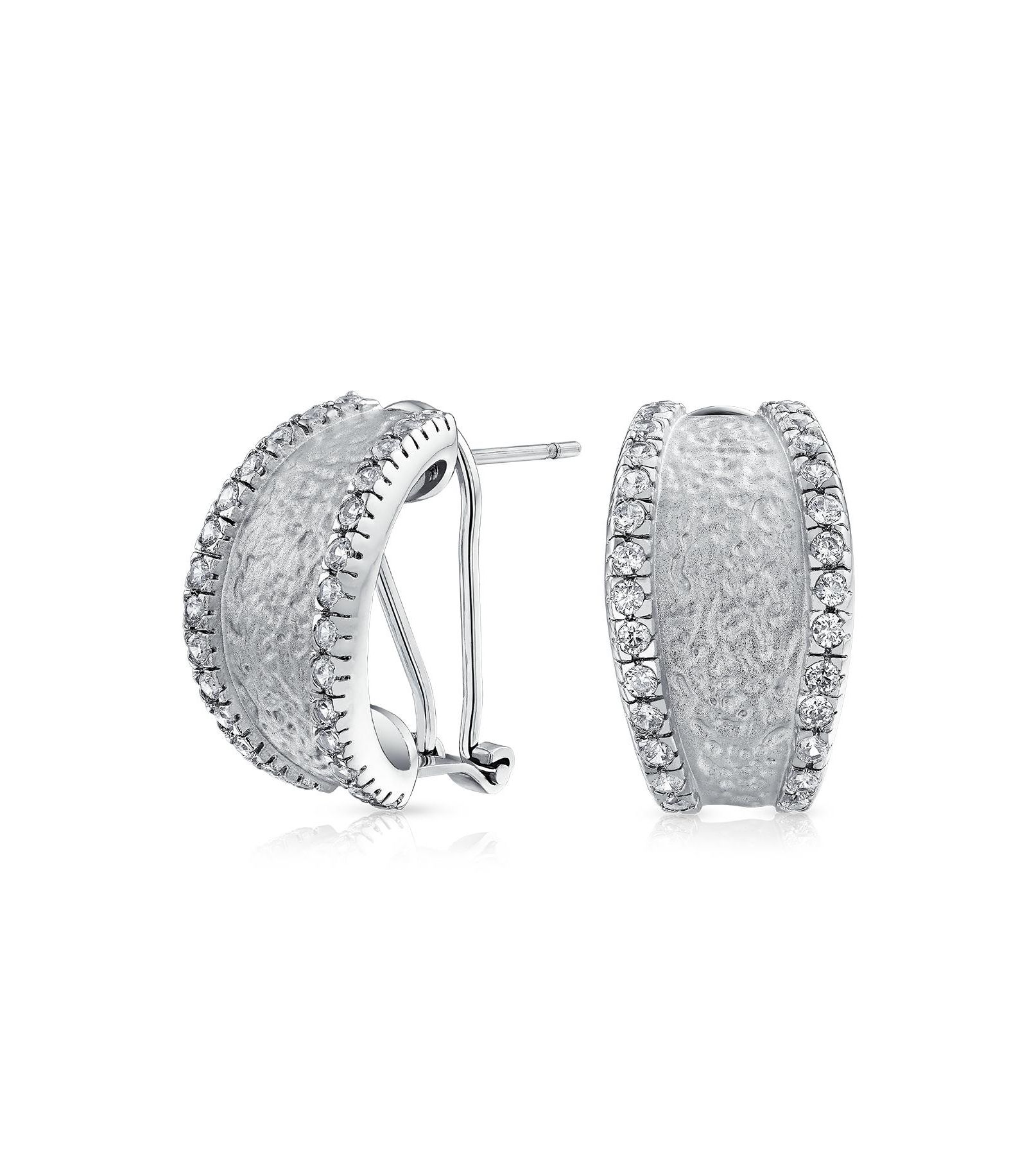 Bling Jewelry серьги-кольца с эффектом молотковой обработки и цирконием