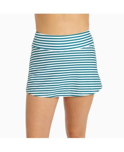 Calypsa Women's Chlorine Resistant High Waisted Mini Swim Skirt With Shorts