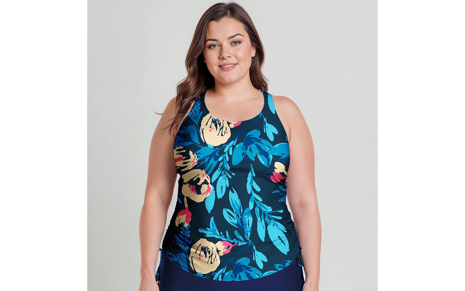 Calypsa Plus Size Maya Tankini Swim Top With Removable Cups