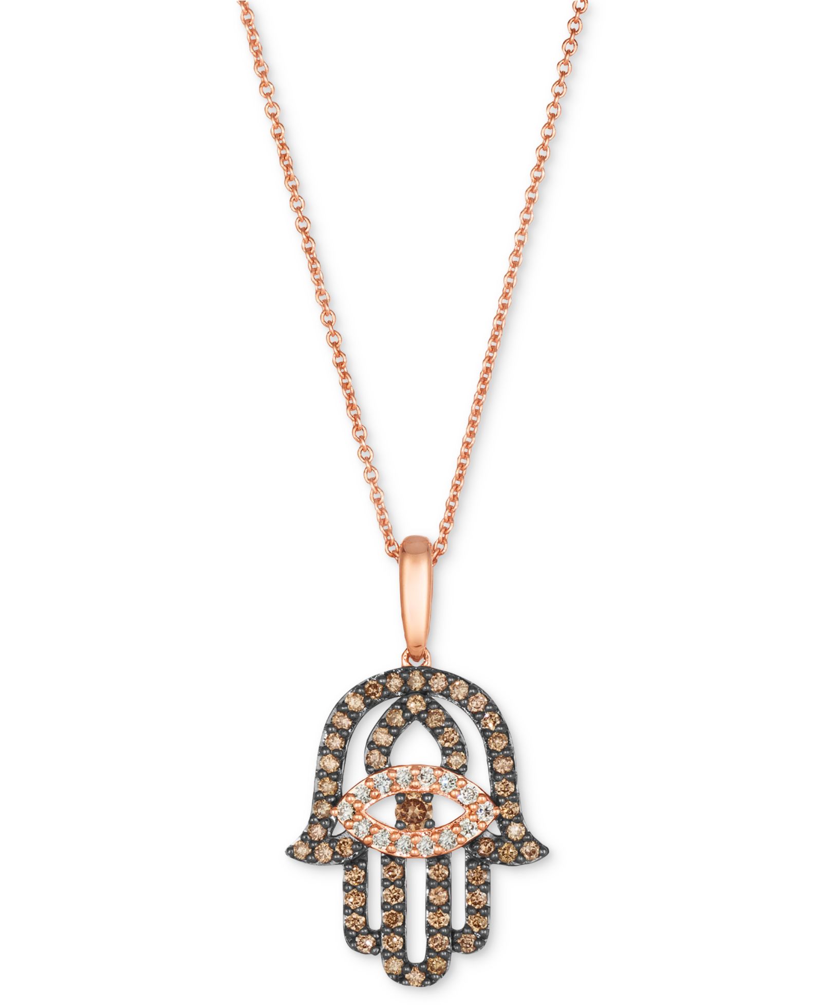 Подвеска-ожерелье Le Vian® Chocolate Diamond & Nude Diamond Hamsa Hand Adjustable 20" in 14k Rose Gold