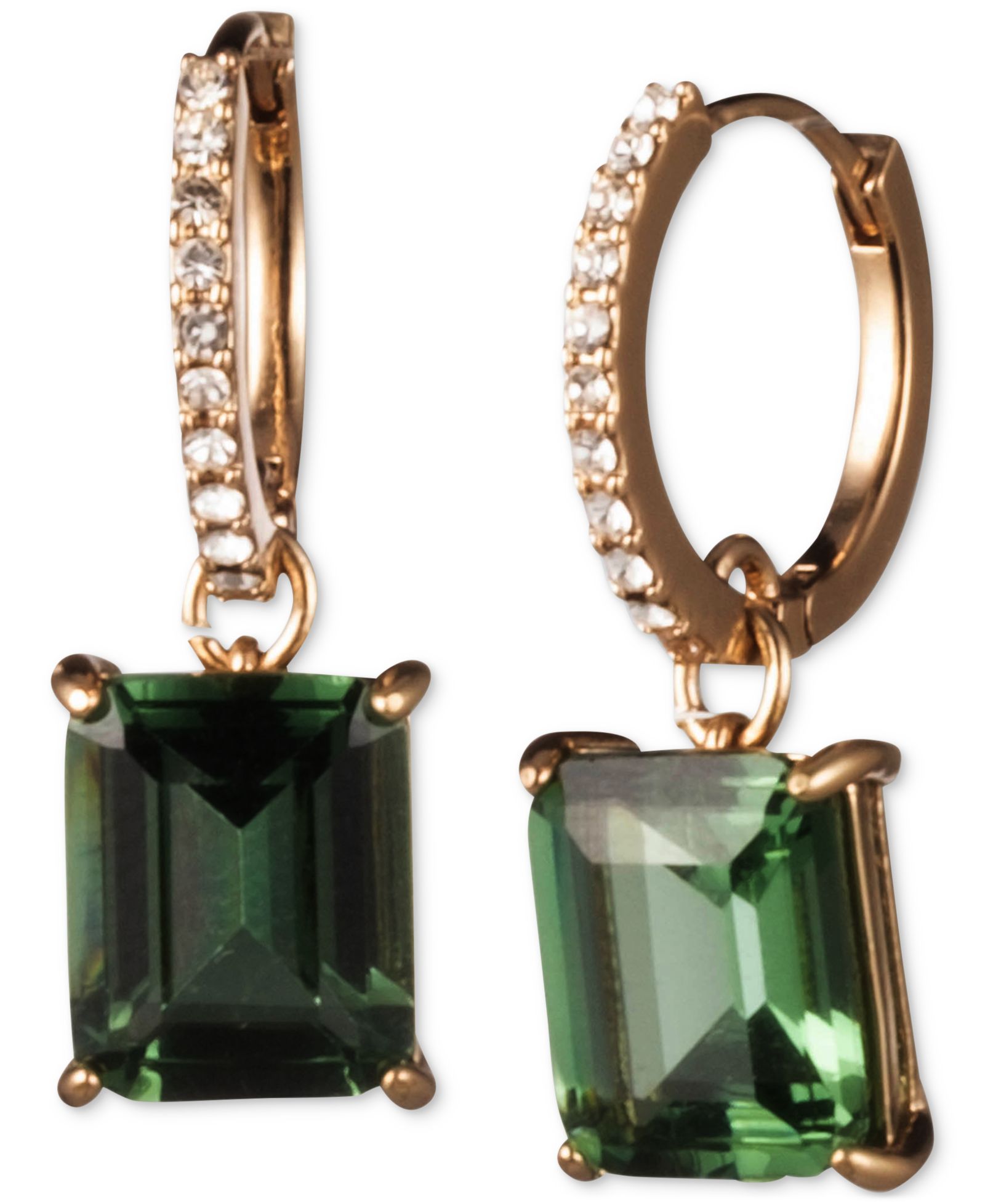 Серьги-кольца Lauren Ralph Lauren Gold-Tone Color Stone Charm Pavé Huggie