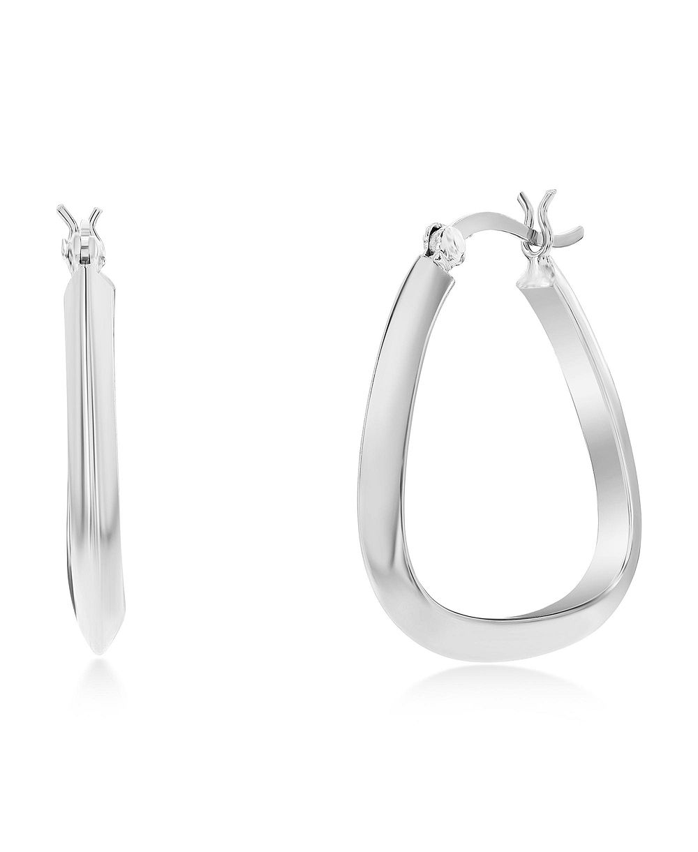 Серьги Simona Sterling Silver or Gold Plated over Sterling Silver 27mm Triangle-Shaped Hoop Earrings