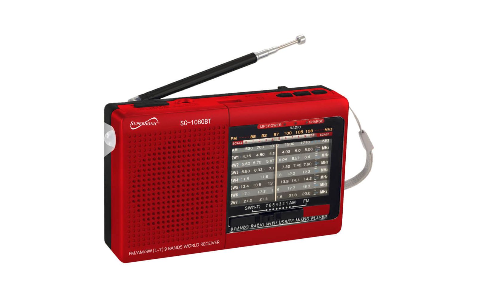 Supersonic Portable AM/FM Bluetooth Rechargeable Radio