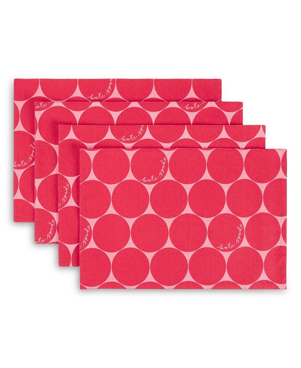 kate spade new york Joy Dot Reversible Placemats 4 Pack Set, 13" x 19"
