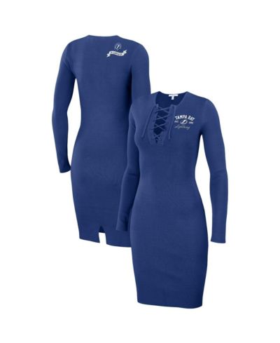 Women's WEAR by Erin Andrews Blue Tampa Bay Lightning Lace-Up Dress