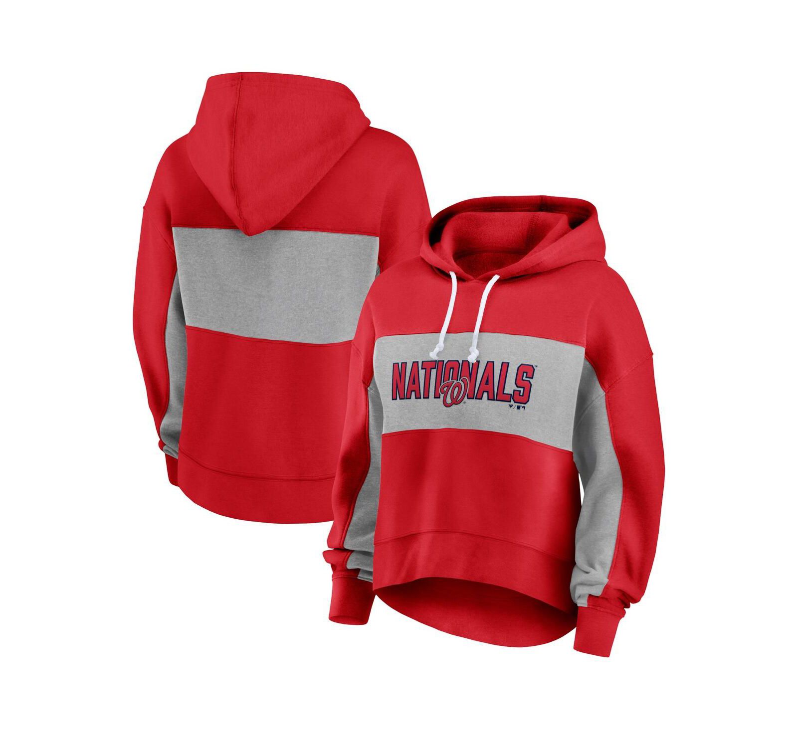 Women's Fanatics Red Washington Nationals Filled Stat Sheet Pullover Hoodie
