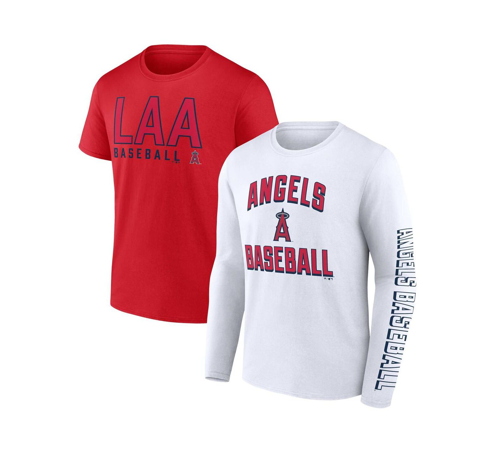 Мужской набор футболок из 2 штук Fanatics, красный и белый, Los Angeles Angels