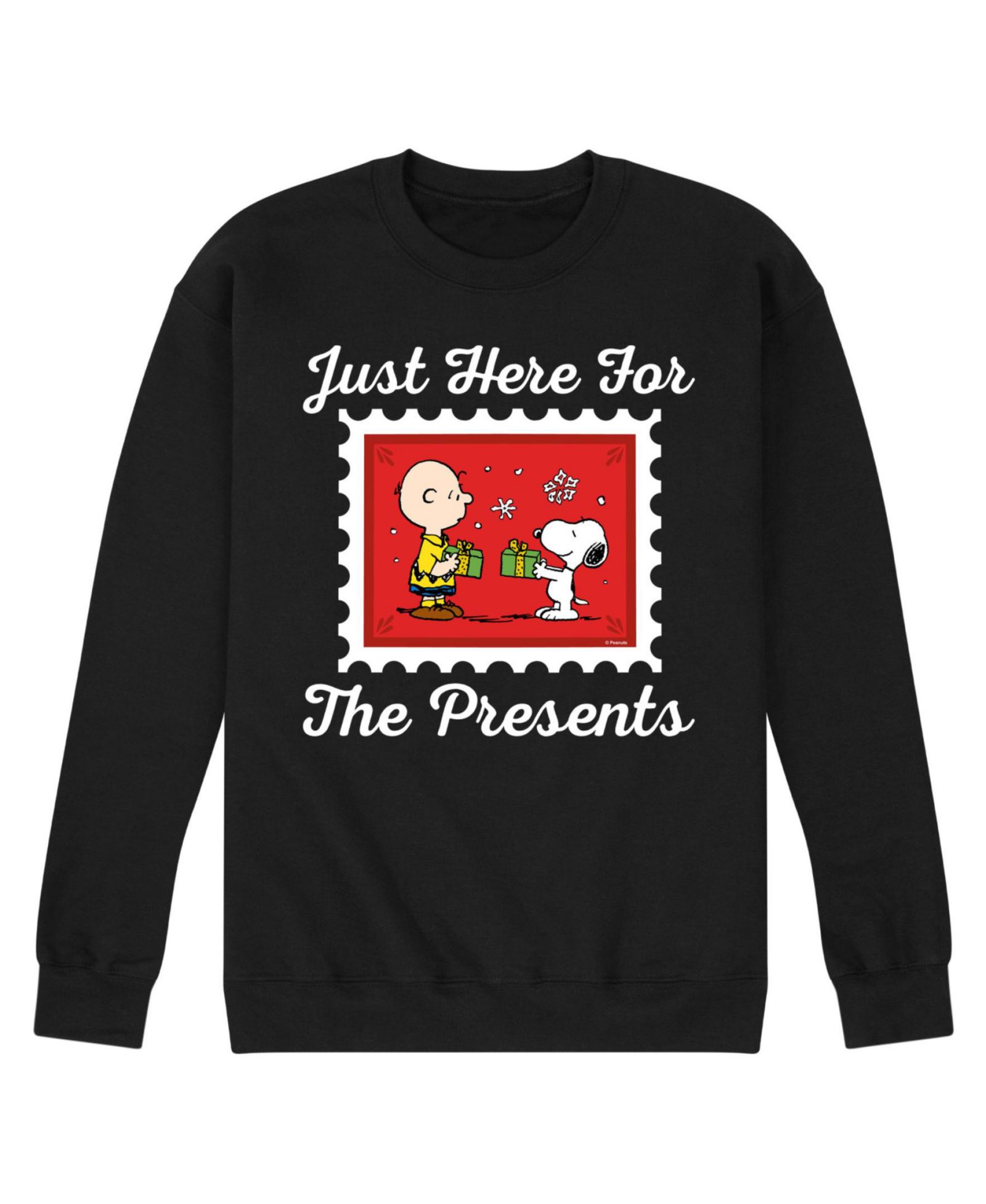 AIRWAVES Men's Peanuts Holidays Crew-neck Fleece T-shirt