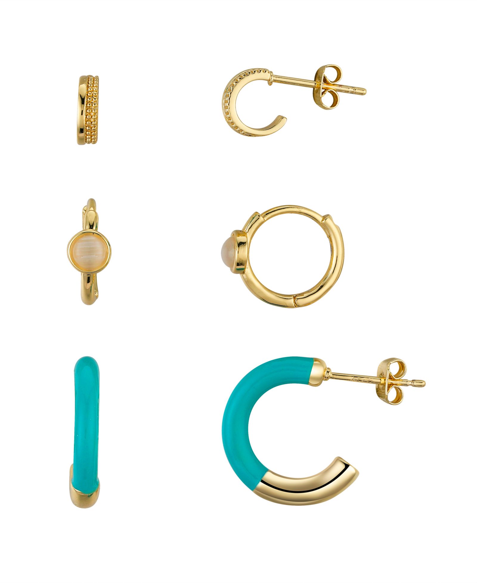 Набор серег Unwritten Opal and Green Enamel Hoop 6-Piece