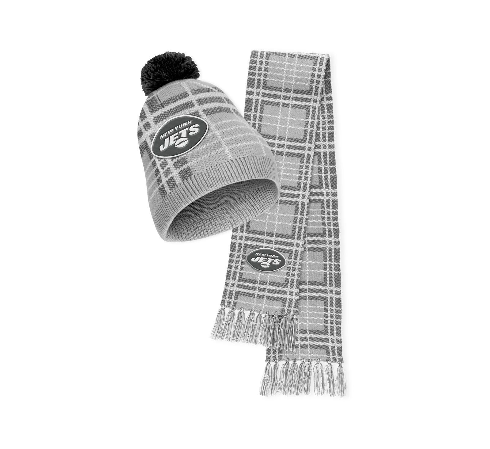 Женский набор WEAR by Erin Andrews: вязаная шапка с помпоном и шарф, New York Jets Plaid