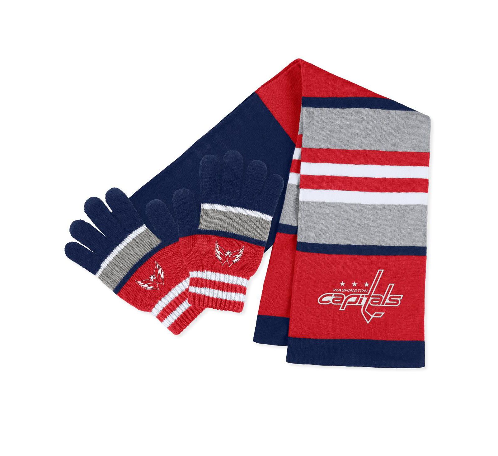 Women's WEAR by Erin Andrews Washington Capitals Stripe Glove and Scarf Set