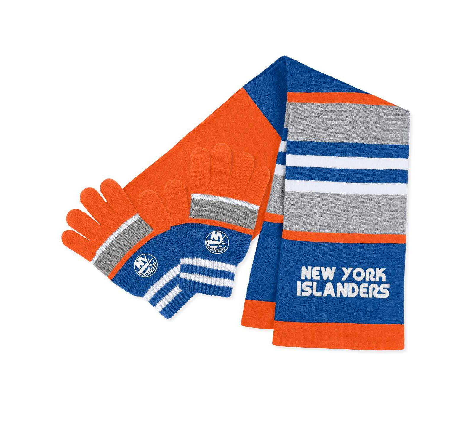 Women's WEAR by Erin Andrews New York Islanders Stripe Glove and Scarf Set