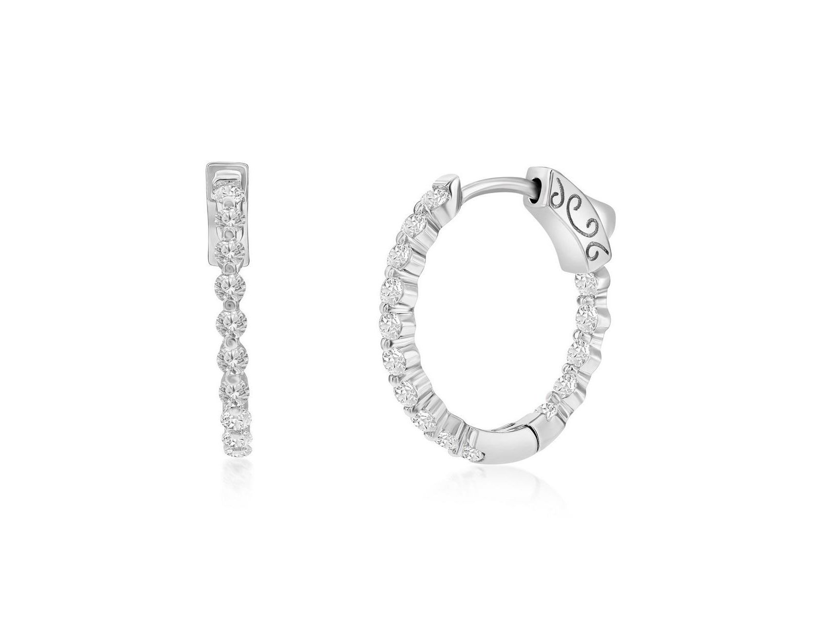 Серьги-кольца Simona Sterling or Plated Over Sterling Round CZ