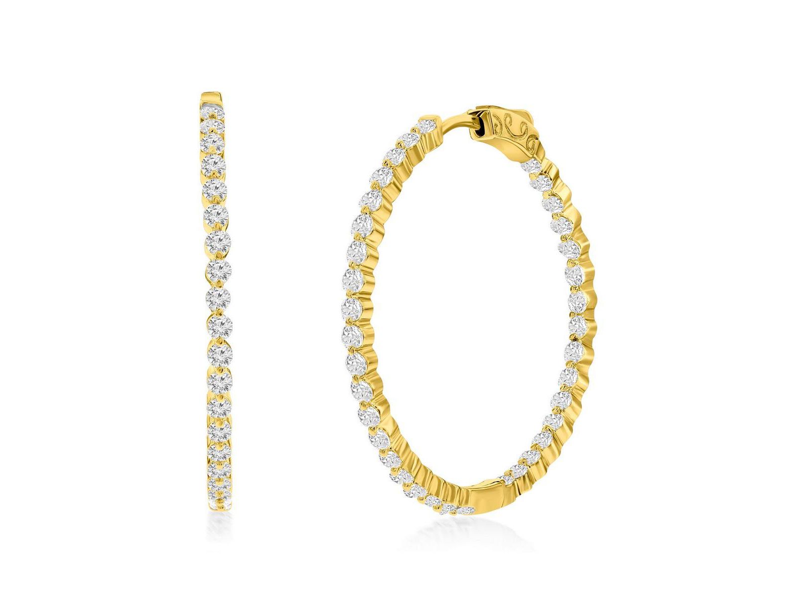 Серьги-кольца Simona Sterling or Plated over Sterling Inside-Outside Round CZ