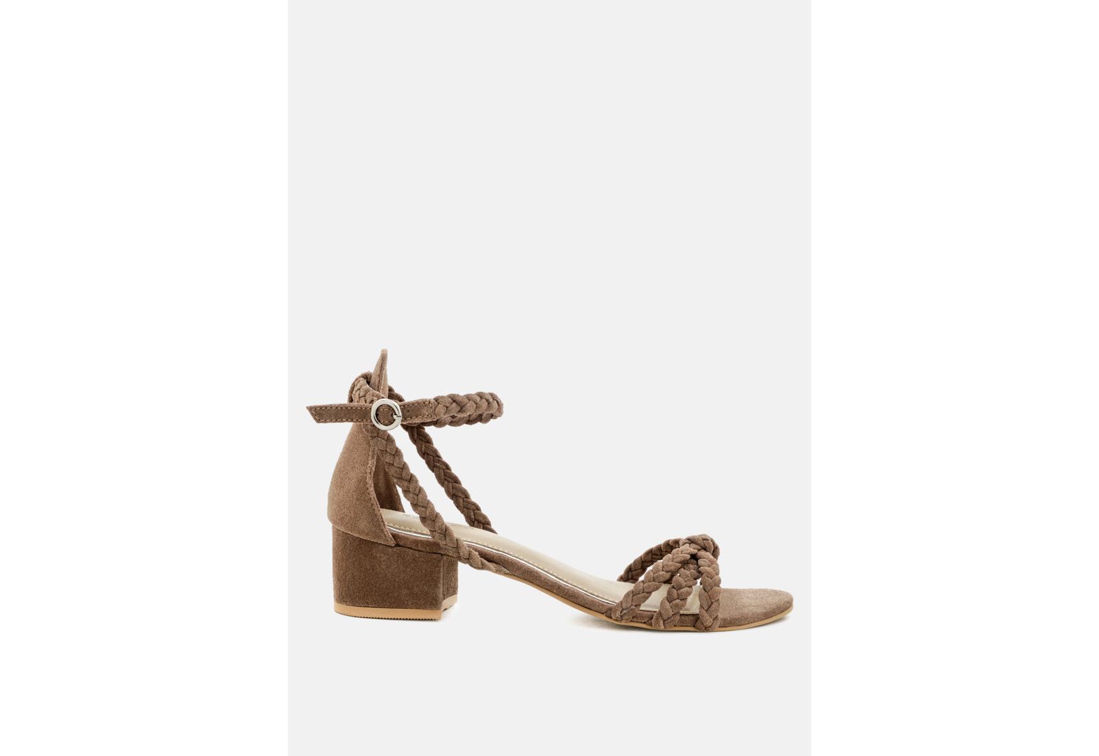 Rag and Co Womens Nicola Braided Leather Block Heel Sandals