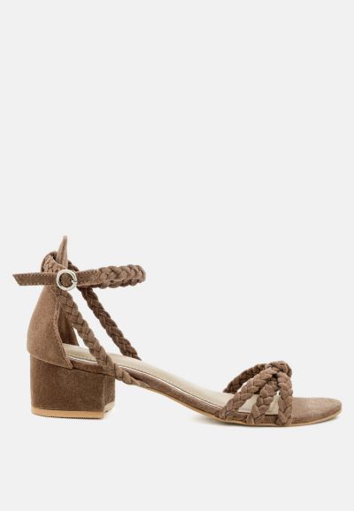 Rag and Co Womens Nicola Braided Leather Block Heel Sandals