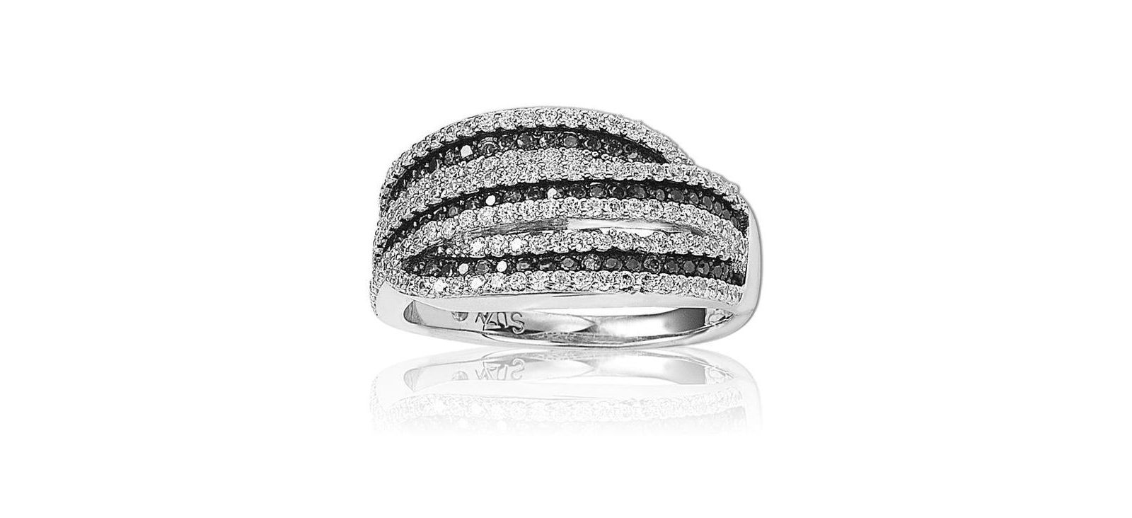 Suzy Levian Sterling Silver Cubic Zirconia Stripe Ring