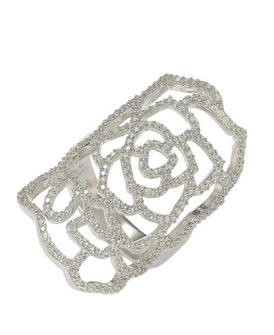 Кольцо Suzy Levian Sterling Silver White Cubic Zirconia Knuckle Flower