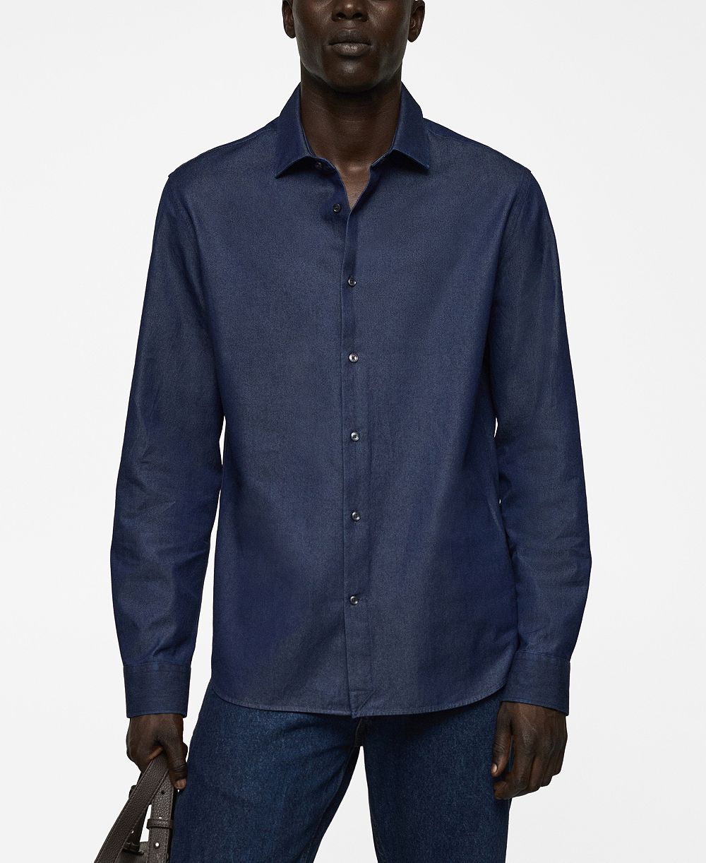 Mango Men's Regular-Fit Cotton Chambray Shirt