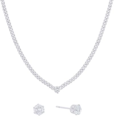 Набор серьги-гвоздики и колье And Now This Cubic Zirconia с футляром