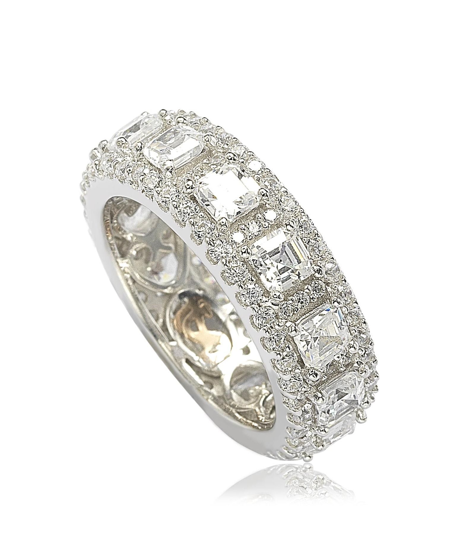 Suzy Levian Modern Eternity Band Ring из стерлингового серебра с кубическим цирконием