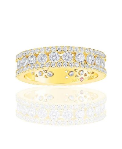 Кольцо-band современное с тремя рядами из серебра Sterling Silver и кубическим цирконием Suzy Levian