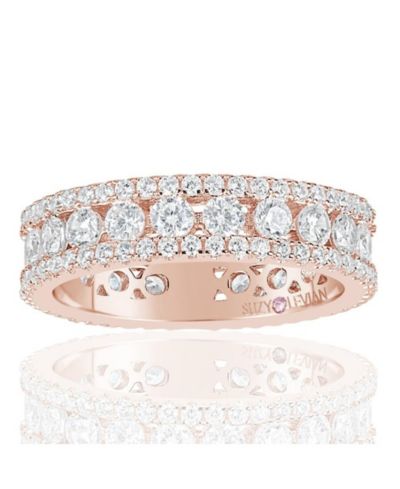 Кольцо-band современное с тремя рядами из серебра Sterling Silver и кубическим цирконием Suzy Levian