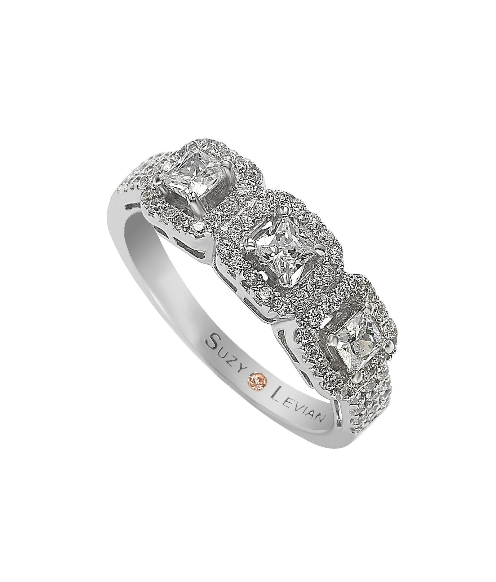 Suzy Levian кольцо с камнями Asscher-Cut из стерлингового серебра и фианитов