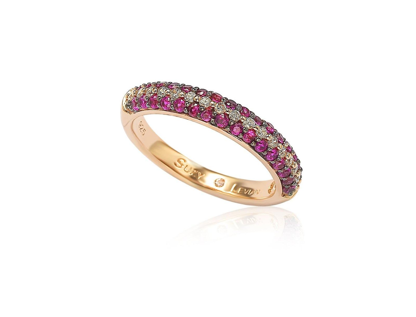 Suzy Levian New York Multi-Color Cubic Zirconia Stackable Band Ring