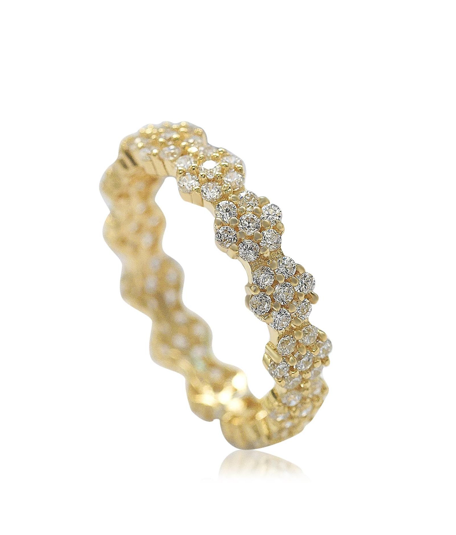 Кольцо Suzy Levian Sterling Silver Cubic Zirconia Floral Eternity Band Ring