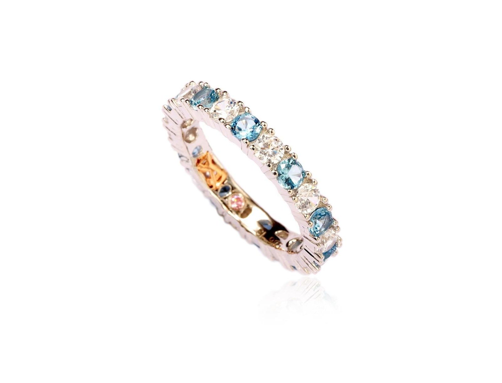 Кольцо Suzy Levian Sterling Silver Cubic Zirconia Alternating Stone Eternity Band