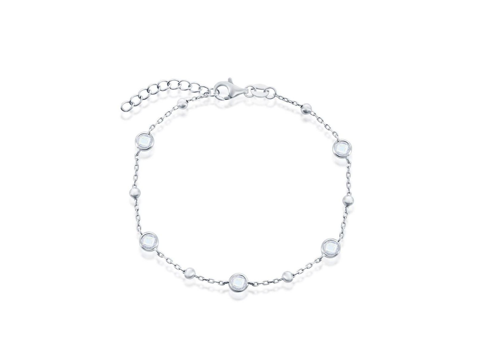 Браслет Simona Sterling Bezel-Set and CZ Bead