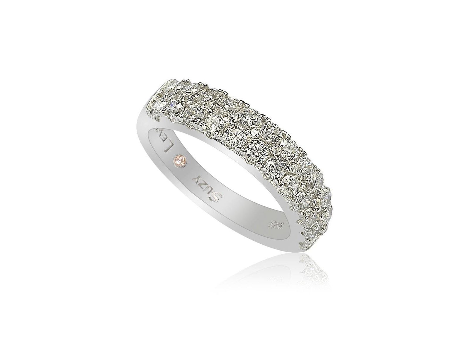 Suzy Levian New York White Cubic Zirconia Pave Half Eternity Ring