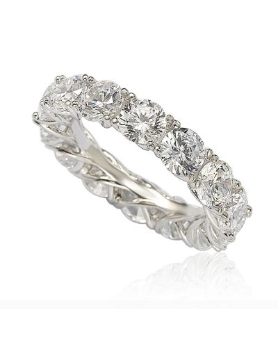 Кольцо Suzy Levian Sterling Silver Cubic Zirconia Crossing Setting Eternity Band