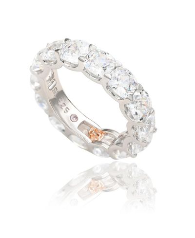 Кольцо Suzy Levian Sterling Silver Cubic Zirconia White Checkered Cushion Cut Eternity Band